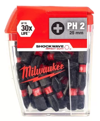 Set biti pentru surubelnita shockwave impact 25pcs milwaukee - p